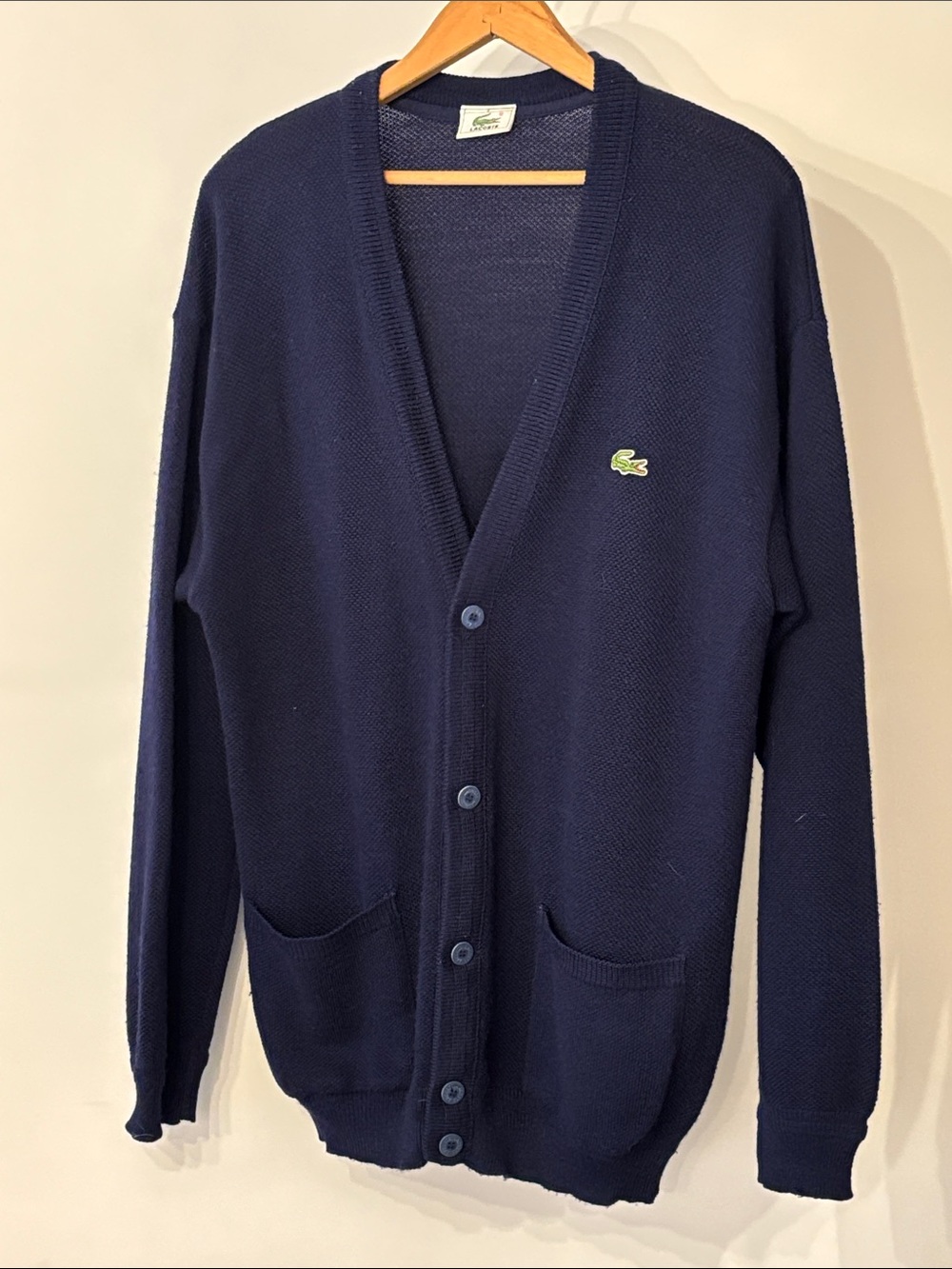 Vintage Lacoste Cardigan Men’s Size 6 (L-XL) Navy Wool Blend